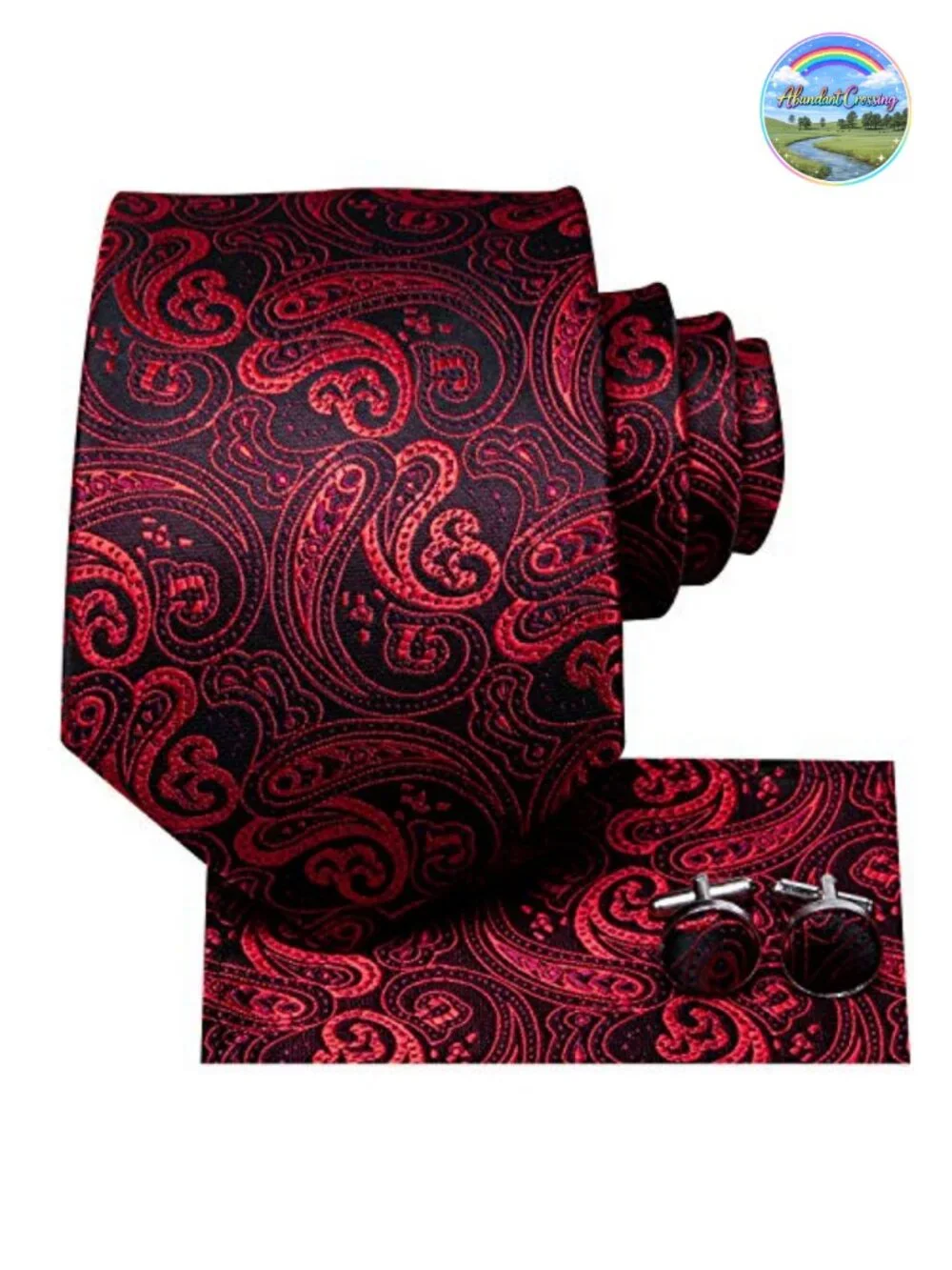 3pc Men's Tie Set Necktie Pocket Square Cufflinks Lapel Pin Silk Gift Box